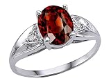 1.67 cts Genuine 9x7 Oval Garnet and Diamond Ring - 14kt White or Yellow Gold