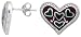 Sterling Silver 1/2 (13mm) tall Heart Post Earrings, Rhodium Plated w/ Red & Green Enamel Designs