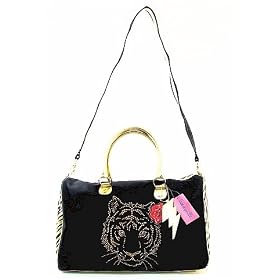 Betsey Johnson Betseyville Blingin' Tiger Overnighter Handbag Black