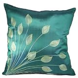 Green Lotus Leaves 18"x18" Decorative Silk Throw Pillow Cover