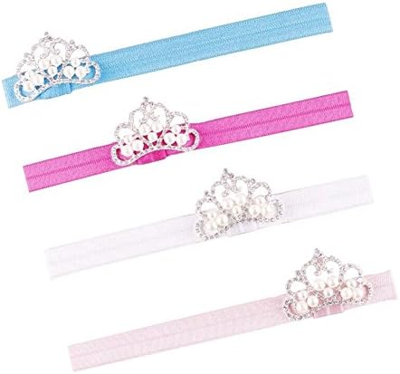 4 Pieces Baby Girls Crown Headband Newborn Princess Head Band Headdress (4 Pack)