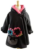 Corky and Company Girls Wrap Swing Coat Winter Coat Fashion Fleece Black Flower