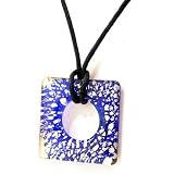 Review The Tribeca Gift Company  / Glass Square with Hole Pendant Crackled Effect Blue