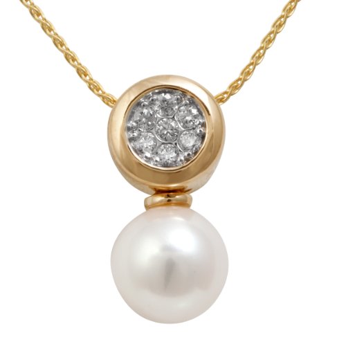 Bella Donna Damen-Collier 333 Gelbgold teilrhodiniert 7 Brillanten 0.10ct Weiss Piqu&eacute;1 45  Preisvergleich