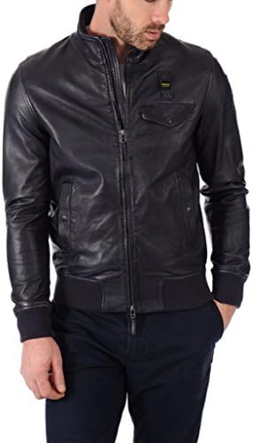 Leather MALL Men's Lambskin Leather Bomber Biker Jacket X-Small Black
