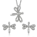 Tressa Sterling Silver Cubic Zirconia Dragonfly Earring and Necklace Set