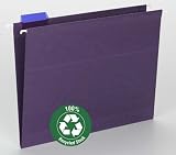 Smead 100% Recycled Hanging File Folders, 1/5 Cut Tab, Letter Size, Purple, 25 Per Box (65003)