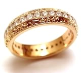 18k Pink Gold Diamond Eternity Hand Engraved Ring Size 6 Ct.tw 0.95