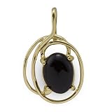 Black Coral Pendant in 14K Yellow Gold