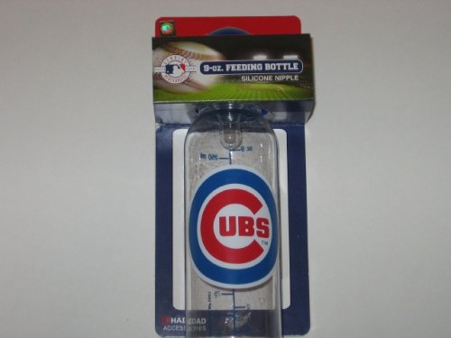 CHICAGO CUBS 9 oz. Team Logo BABY FEEDING BOTTLE with Measuring Guide by Haddad