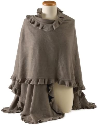 Ruffle Trim Knit Poncho-like Shawl Wrap. 44"x78".one Piece.