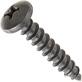 18-8 Stainless Steel Sheet Metal Screw, Black Oxide Finish, Pan Head, Phillips Drive, Type A, #10-12 Thread Size, 1" Length (Pack of 25)