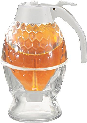 Cookbuyer Handmade Glass Non Drip Syrup Dispenser with White Handle, 200ml/6.6 floz