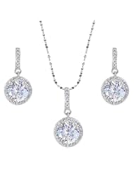 Jewelry: EVER FAITH? 925 Sterling Silver CZ Gorgeous Round Cut Wedding Pendant Necklace Earrings Set Clear - EVER FAITH