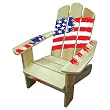 Lohasrus Kids Adironddack Chair HC-15056 - American Flag image, non-toxic Painted Fir, for Ages 2 to 5, Plus a Free Drawing Book.