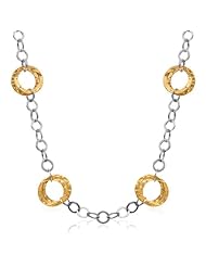 Sterling Silver & 14K Yellow Fancy Necklace with Flat Links
