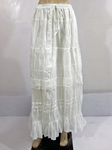 Designer Womens Skirt Bohemian Splashed White Bellydance Skirts 38