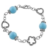 Sterling Silver Turquoise Bali Love Bracelet