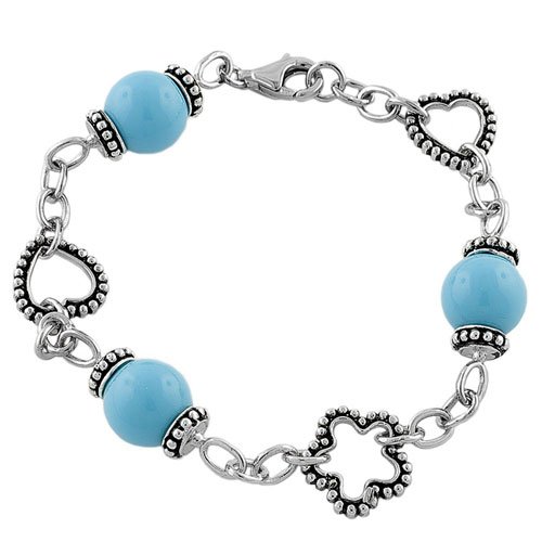 Sterling Silver Turquoise Bali Love Bracelet