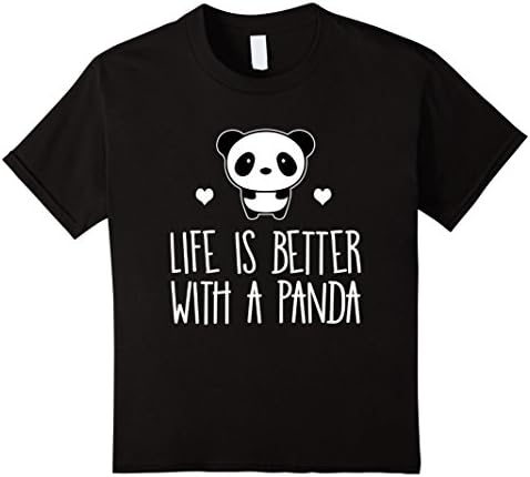 Kids Life Is Better With A Panda Animal Bear Hearts T-Shirt 12 Black