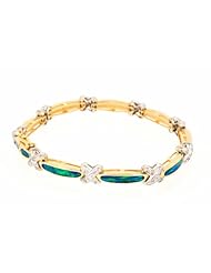 14K Two Tone Gold Australian Opal and Diamond "X" Design Bracelet