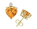 10mm Heart Citrine and Diamond Stud Earrings in 14K Yellow Gold