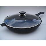 Ceramic Marble Coated Non Stick Cast Aluminium Fry Pan with Lid, 32 cm