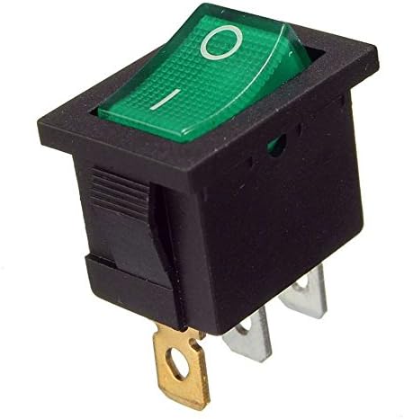 GQE Rocker Switch Light Cover Led Waterproof Interior 3 pin Boat Button 6A/250V 10A/125V For Automotive Truck Illuminated (Green, 10 pcs)