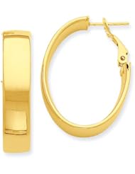 6.75mm, 14K Yellow Gold Omega Back Oval Hoop Earrings, 25mm (1")