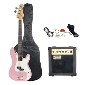 Austin Bazaar Electric Bass Pack with 15 Watt Amp - Pink
