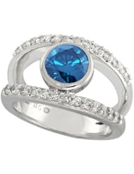 1.52 CT ROUND BLUE & WHITE DIAMOND 14K WHITE GOLD RING