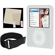 Apple iPod 3G New 3rd Generation Nano 4GB 8GB Clear White Silicone Skin Case With Black Adjustable Sports Armband Plus Screen Protectors (LCD Screen, Click Wheel, and Back)