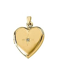 New 14k Yellow Gold Heart Shaped Diamond Locket - 25mm