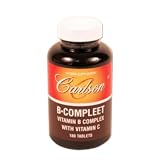 Carlson Labs B-Compleet, Vitamin B Complete with Vitamin C, 180-Tablet Bottle