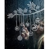 Fenstertattoo - Motiv "Christbaumkugeln" aus Milchglasfolie in Farbton TRANSPARENT mit Silberglitzervon "Lovala"