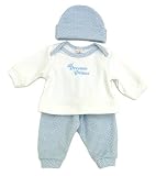 Preemie-Yums Blue Screened Shirt Pant and Hat Preemie, 4 - 6 Pounds