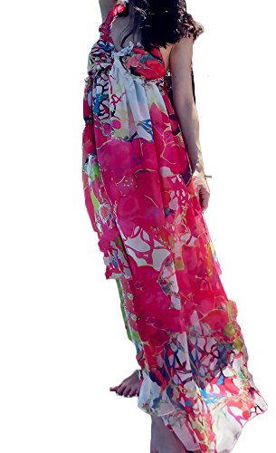 (ディーコッテ)D'Kotte レディース 春 ワンピース ワンピ ロング丈 マキシ ノースリーブ シフォン カラフル 柄物 リゾート ビーチ ドレス neaa181