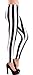 Clothes Effect White Black Ladies Vertical Striped Leggings, USA Made