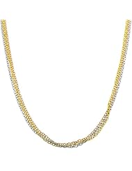 18 Karat Tri-color Gold over Silver 3.6-mm Triple Strand Cable Chain (18 Inch)