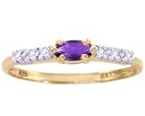 14K Yellow or White Gold Marquis Gemstone and Diamond Anniversary Ring-Amethyst-full, half sizes from 5-8.5