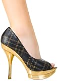 Sexy Designer Platform Pump with Vintage Plaid Pattern from Hot Fash Shoes - LUZZI Black