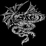 Bella Ladies / Juniors / Girly Fleece Raglan Hoodie : Tribal Goth Dragon - Grey Ink
