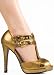 Designer Dressy Stylish Snake Skin Pattern T-Strap Stiletto from Hot Fash Shoes - SENTRA Bronze