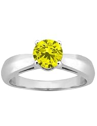 0.80 Ct Round Canary SI1/SI2 Diamond 14K White Gold Ring