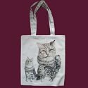 Long Hair Grey Tabby Print Shoulder Tote Bag