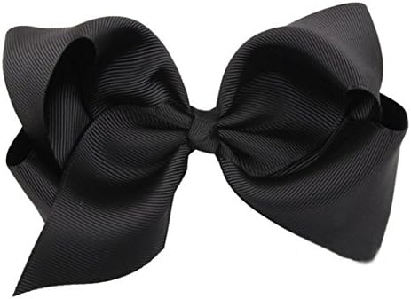 Pretty Baby Kids Girls Ribbon Pin Aligator Big Bow Flower Grosgrain Hair Clip Color:Black