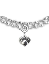 Sterling Silver Pet Paw Heart Charm for Charm Bracelet by the Magic Zoo