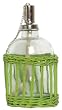 Hand Woven Kiwi Green Painted Willow Basket with Wick Lantern 8.5"H 5"D Set / 2