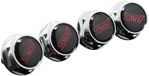 Chrome Metal STI Sports Style Car License Plate Frame Universal Bolt Screws For Subaru