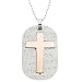 Men's Stainless Steel Dog Tag Pendant with Prayer and Cross in Gold Ion Plating, 22"